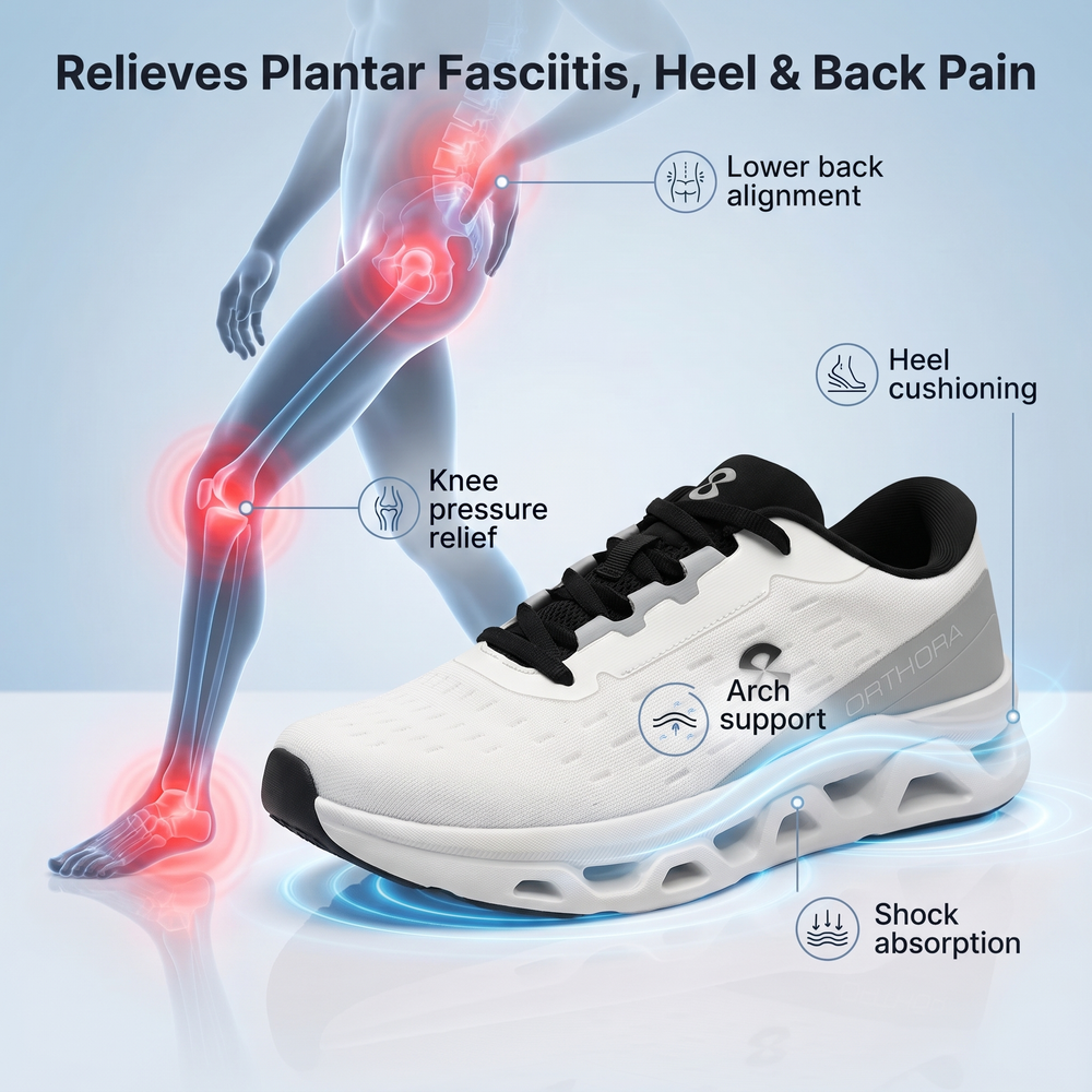 OrthoPro Fly — 12-Hour Shift Shoes for All-Day Foot, Knee & Back Pain Relief (Gray)