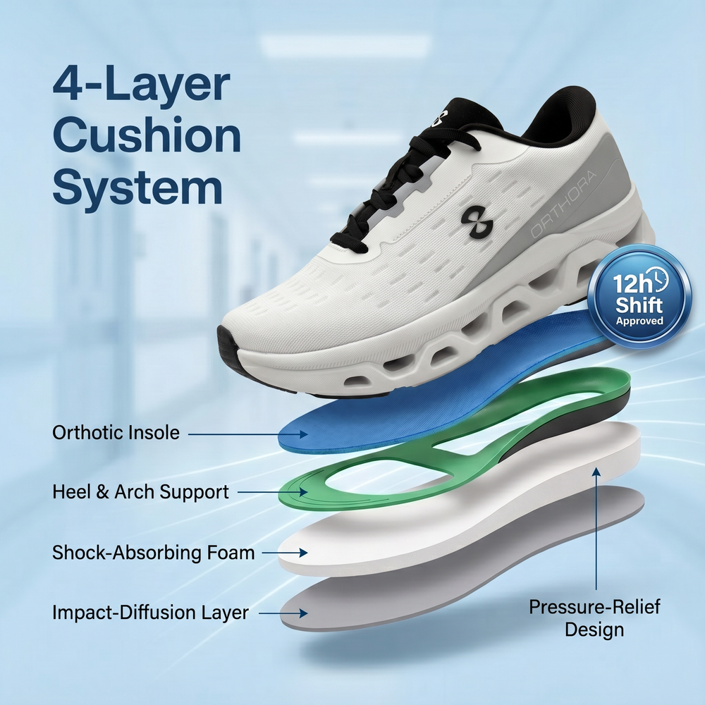 OrthoPro Fly — 12-Hour Shift Shoes for All-Day Foot, Knee & Back Pain Relief