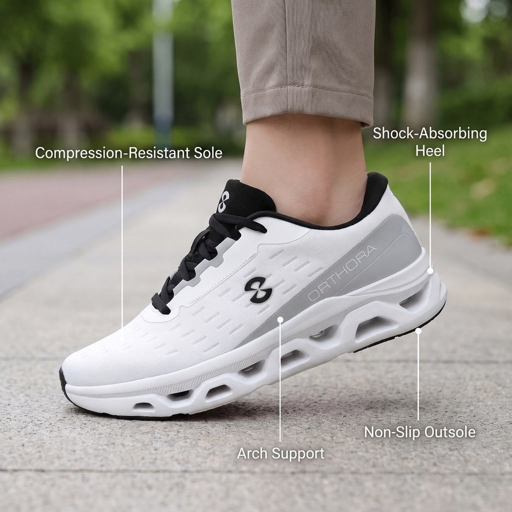 OrthoPro Fly — 12-Hour Shift Shoes for All-Day Foot, Knee & Back Pain Relief (Gray)
