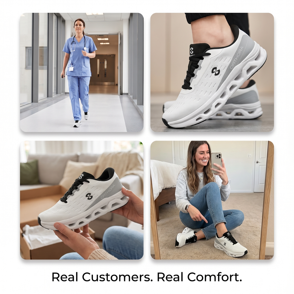 OrthoPro Fly — 12-Hour Shift Shoes for All-Day Foot, Knee & Back Pain Relief (Gray)