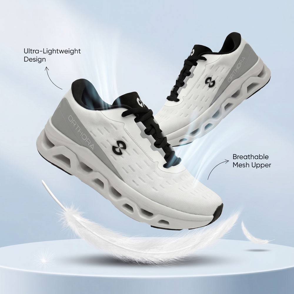 OrthoPro Fly — 12-Hour Shift Shoes for All-Day Foot, Knee & Back Pain Relief (Gray)