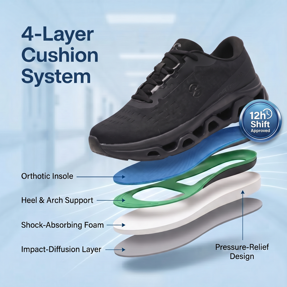 OrthoPro Fly — 12-Hour Shift Shoes for All-Day Foot, Knee & Back Pain Relief (BOGO)