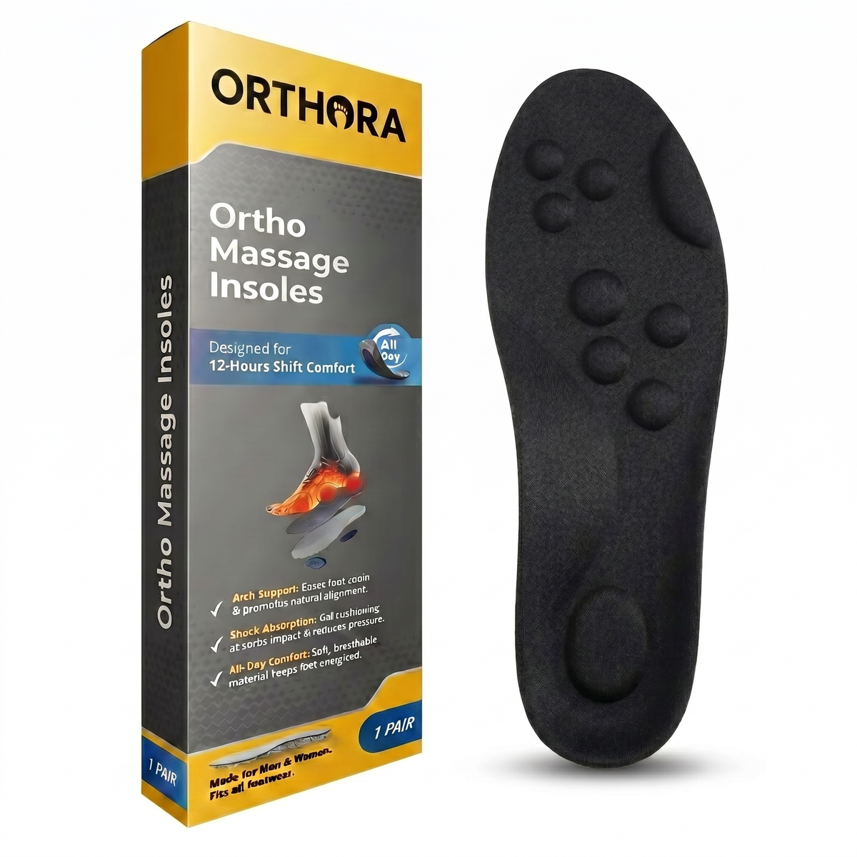 OrthoPro Massage Insoles – 12 Hour Shift Comfort