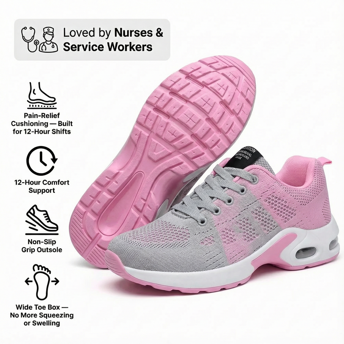 OrthoPro – 12-Hour Shift Shoes for Heel & Plantar Fasciitis Relief (Unisex)